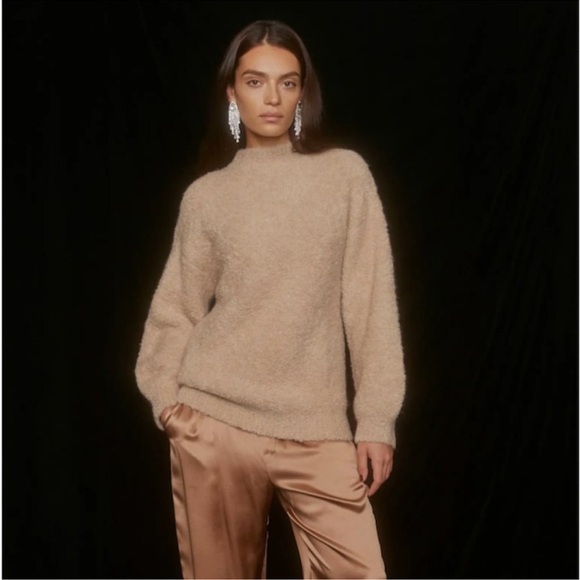 Reformation Ambrose Boucle Oversized Alpaca-Blend Mock-Neck Sweater Ginger Large - Picture 12 of 13